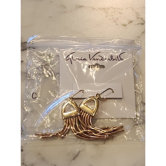 Gloria Vanderbilt Gold-Tone Dangle Earrings With Fringe Design - Picture 2 of 5